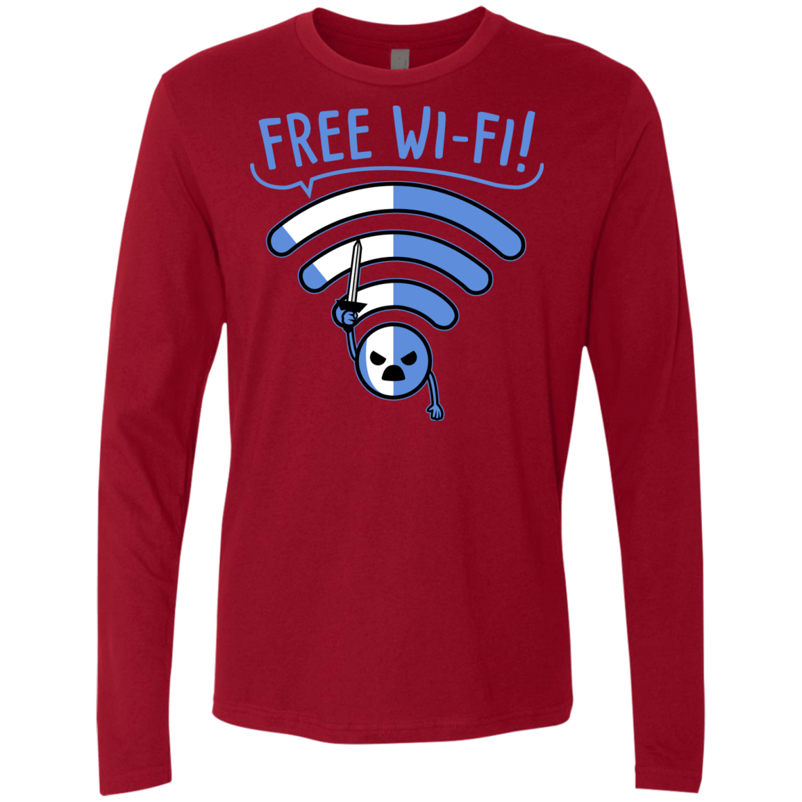 T-Shirts Cardinal / S Free Wi-Fi! Men's Premium Long Sleeve