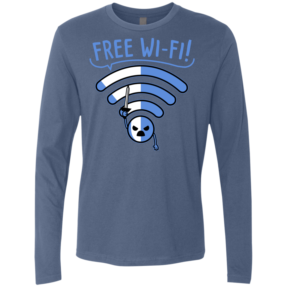 T-Shirts Indigo / S Free Wi-Fi! Men's Premium Long Sleeve