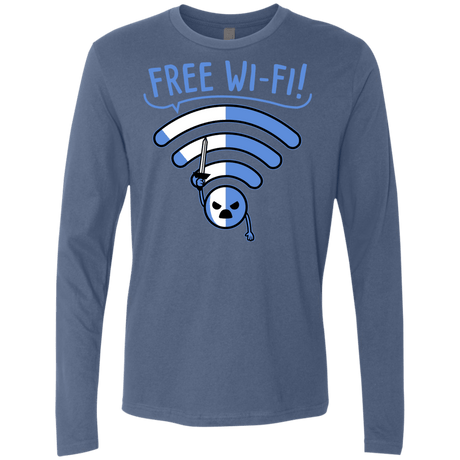 T-Shirts Indigo / S Free Wi-Fi! Men's Premium Long Sleeve