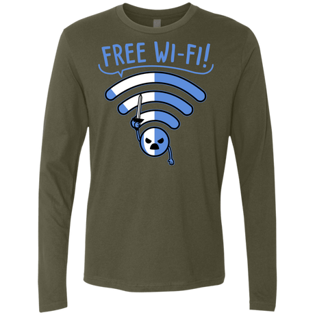 T-Shirts Military Green / S Free Wi-Fi! Men's Premium Long Sleeve