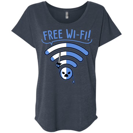 T-Shirts Vintage Navy / X-Small Free Wi-Fi! Triblend Dolman Sleeve
