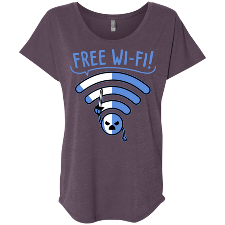 T-Shirts Vintage Purple / X-Small Free Wi-Fi! Triblend Dolman Sleeve