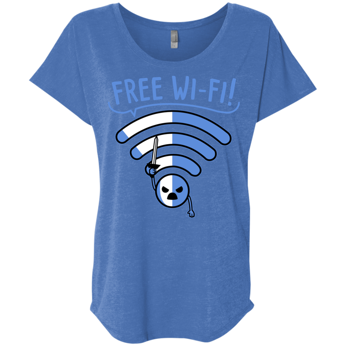 T-Shirts Vintage Royal / X-Small Free Wi-Fi! Triblend Dolman Sleeve