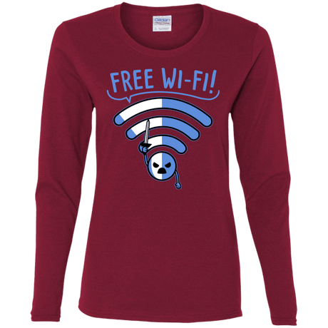 T-Shirts Cardinal / S Free Wi-Fi! Women's Long Sleeve T-Shirt