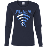T-Shirts Navy / S Free Wi-Fi! Women's Long Sleeve T-Shirt