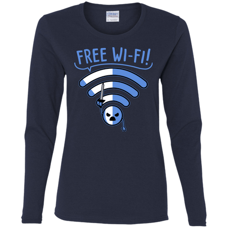 T-Shirts Navy / S Free Wi-Fi! Women's Long Sleeve T-Shirt