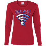 T-Shirts Red / S Free Wi-Fi! Women's Long Sleeve T-Shirt