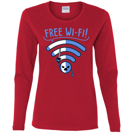 T-Shirts Red / S Free Wi-Fi! Women's Long Sleeve T-Shirt