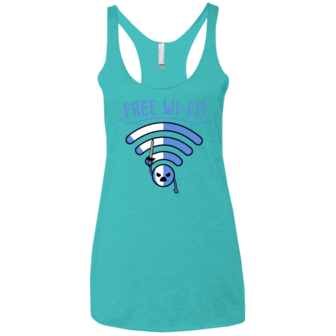 T-Shirts Tahiti Blue / X-Small Free Wi-Fi! Women's Triblend Racerback Tank