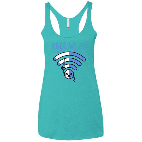 T-Shirts Tahiti Blue / X-Small Free Wi-Fi! Women's Triblend Racerback Tank