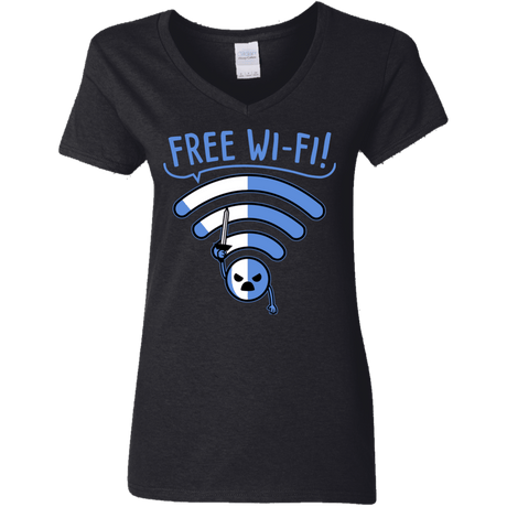 T-Shirts Black / S Free Wi-Fi! Women's V-Neck T-Shirt