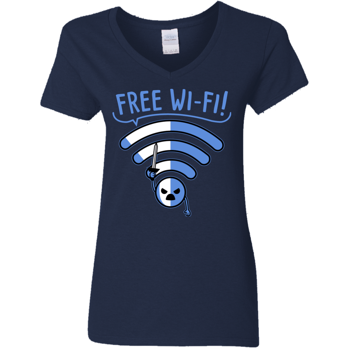 T-Shirts Navy / S Free Wi-Fi! Women's V-Neck T-Shirt