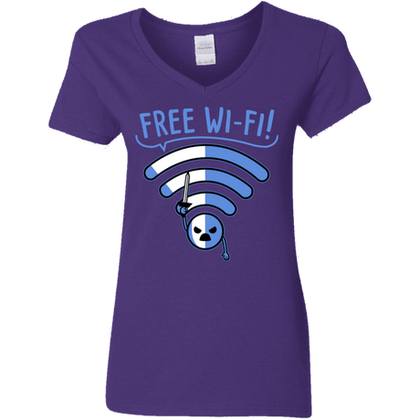 T-Shirts Purple / S Free Wi-Fi! Women's V-Neck T-Shirt