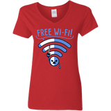 T-Shirts Red / S Free Wi-Fi! Women's V-Neck T-Shirt