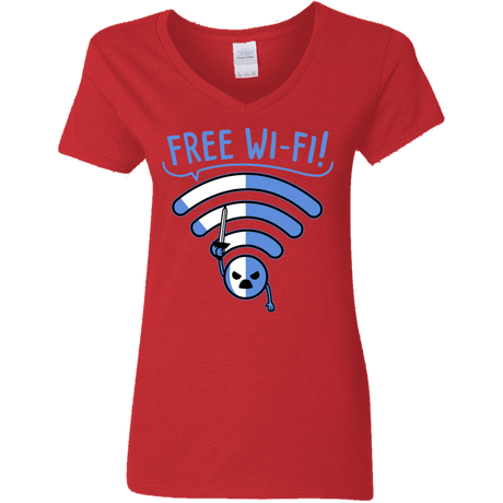 T-Shirts Red / S Free Wi-Fi! Women's V-Neck T-Shirt