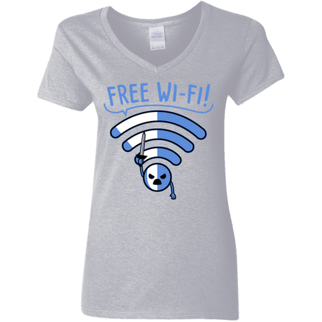 T-Shirts Sport Grey / S Free Wi-Fi! Women's V-Neck T-Shirt