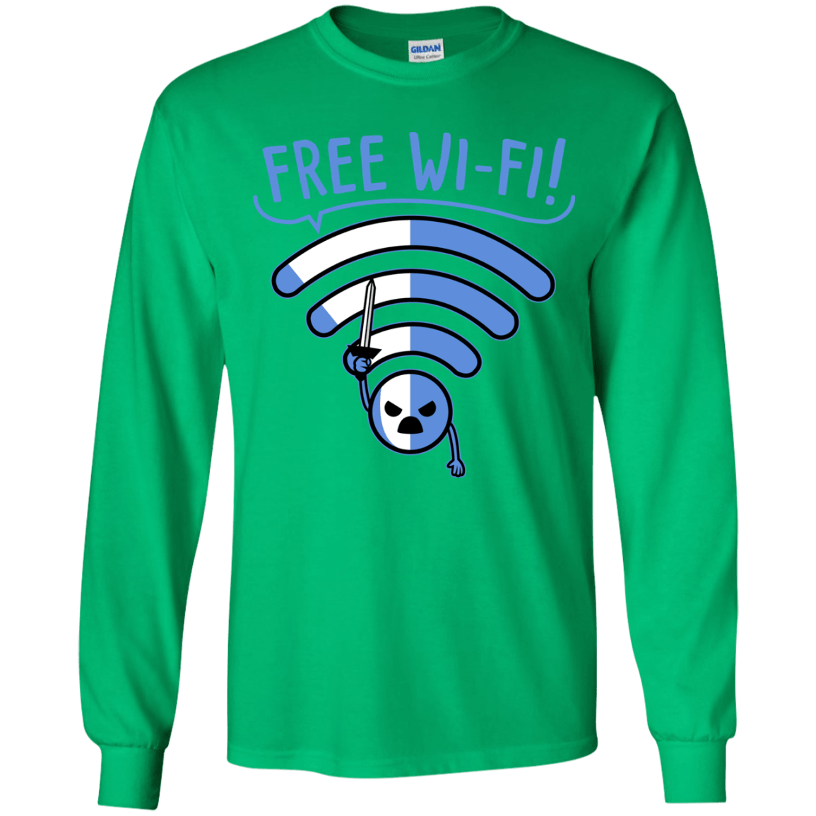 T-Shirts Irish Green / YS Free Wi-Fi! Youth Long Sleeve T-Shirt