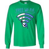 T-Shirts Irish Green / YS Free Wi-Fi! Youth Long Sleeve T-Shirt