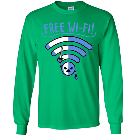 T-Shirts Irish Green / YS Free Wi-Fi! Youth Long Sleeve T-Shirt