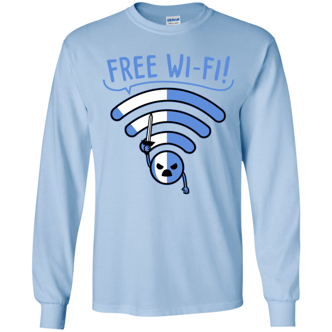 T-Shirts Light Blue / YS Free Wi-Fi! Youth Long Sleeve T-Shirt
