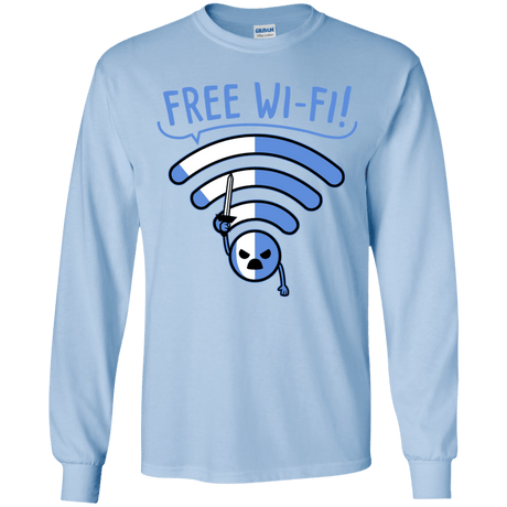T-Shirts Light Blue / YS Free Wi-Fi! Youth Long Sleeve T-Shirt