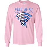 T-Shirts Light Pink / YS Free Wi-Fi! Youth Long Sleeve T-Shirt