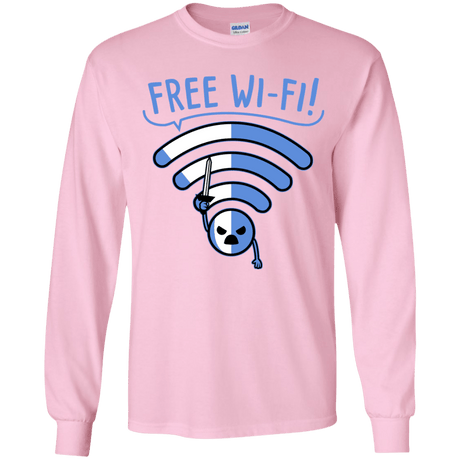 T-Shirts Light Pink / YS Free Wi-Fi! Youth Long Sleeve T-Shirt
