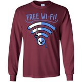 T-Shirts Maroon / YS Free Wi-Fi! Youth Long Sleeve T-Shirt