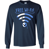 T-Shirts Navy / YS Free Wi-Fi! Youth Long Sleeve T-Shirt