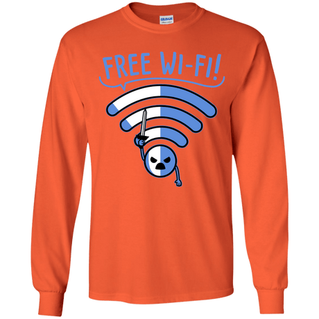 T-Shirts Orange / YS Free Wi-Fi! Youth Long Sleeve T-Shirt