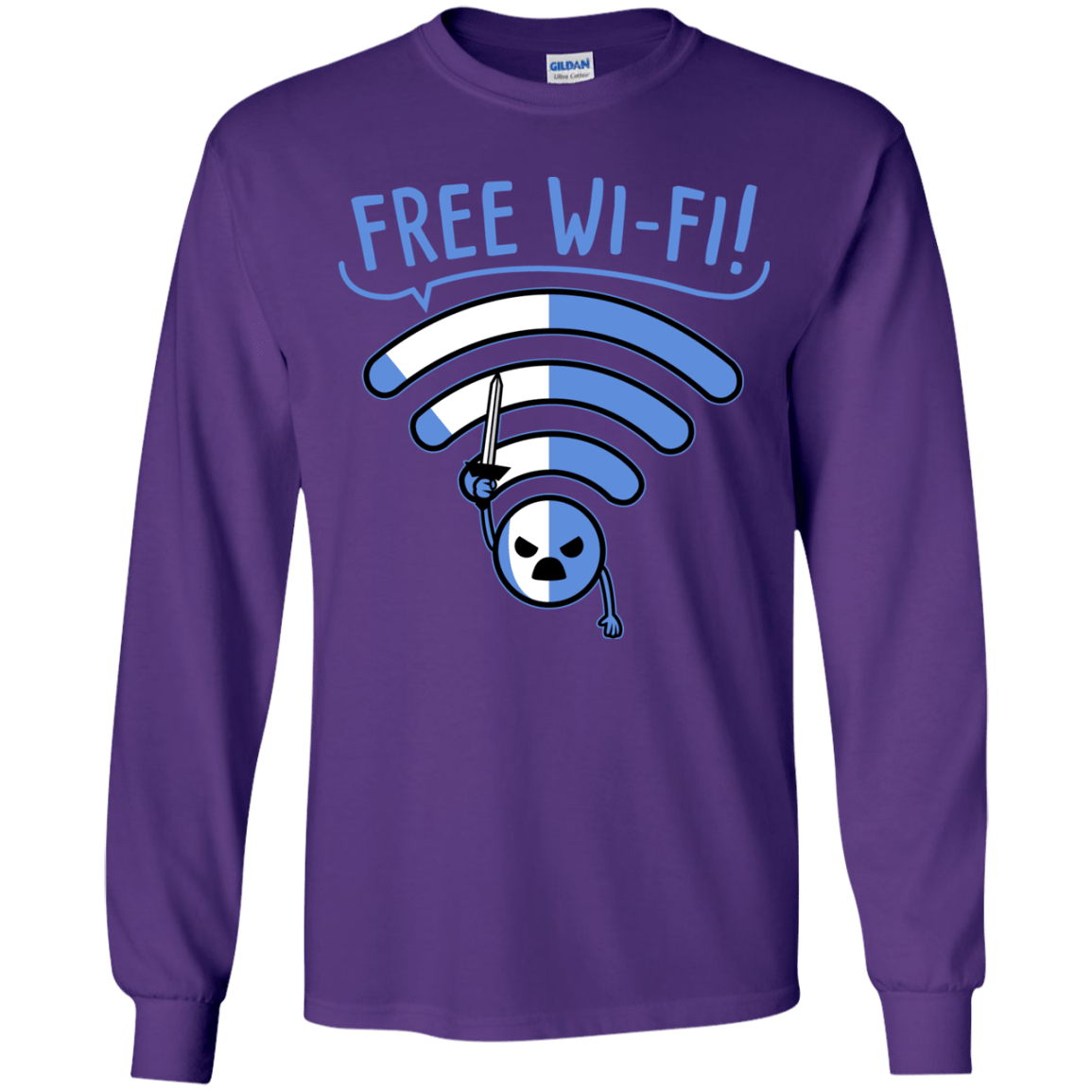 T-Shirts Purple / YS Free Wi-Fi! Youth Long Sleeve T-Shirt