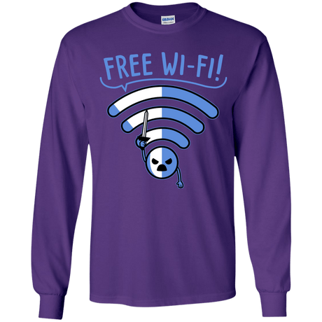 T-Shirts Purple / YS Free Wi-Fi! Youth Long Sleeve T-Shirt
