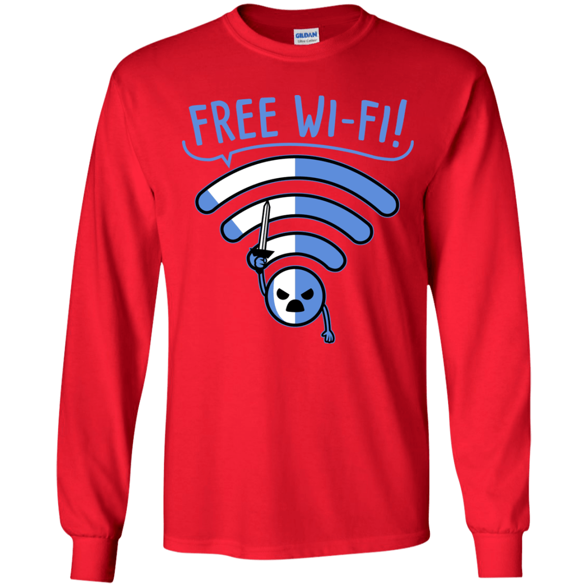 T-Shirts Red / YS Free Wi-Fi! Youth Long Sleeve T-Shirt