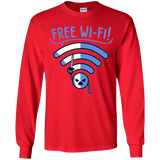 T-Shirts Red / YS Free Wi-Fi! Youth Long Sleeve T-Shirt