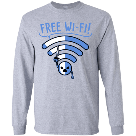 T-Shirts Sport Grey / YS Free Wi-Fi! Youth Long Sleeve T-Shirt
