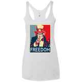 T-Shirts Heather White / X-Small Freedom Women's Triblend Racerback Tank