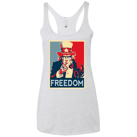 T-Shirts Heather White / X-Small Freedom Women's Triblend Racerback Tank
