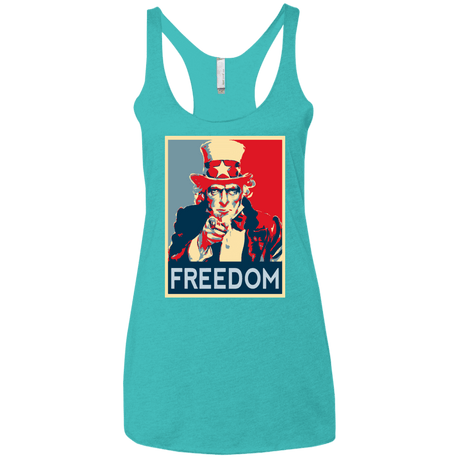 T-Shirts Tahiti Blue / X-Small Freedom Women's Triblend Racerback Tank