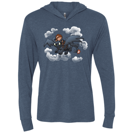 T-Shirts Indigo / X-Small Friendly Flight Triblend Long Sleeve Hoodie Tee