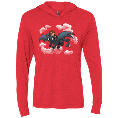 T-Shirts Vintage Red / X-Small Friendly Flight Triblend Long Sleeve Hoodie Tee