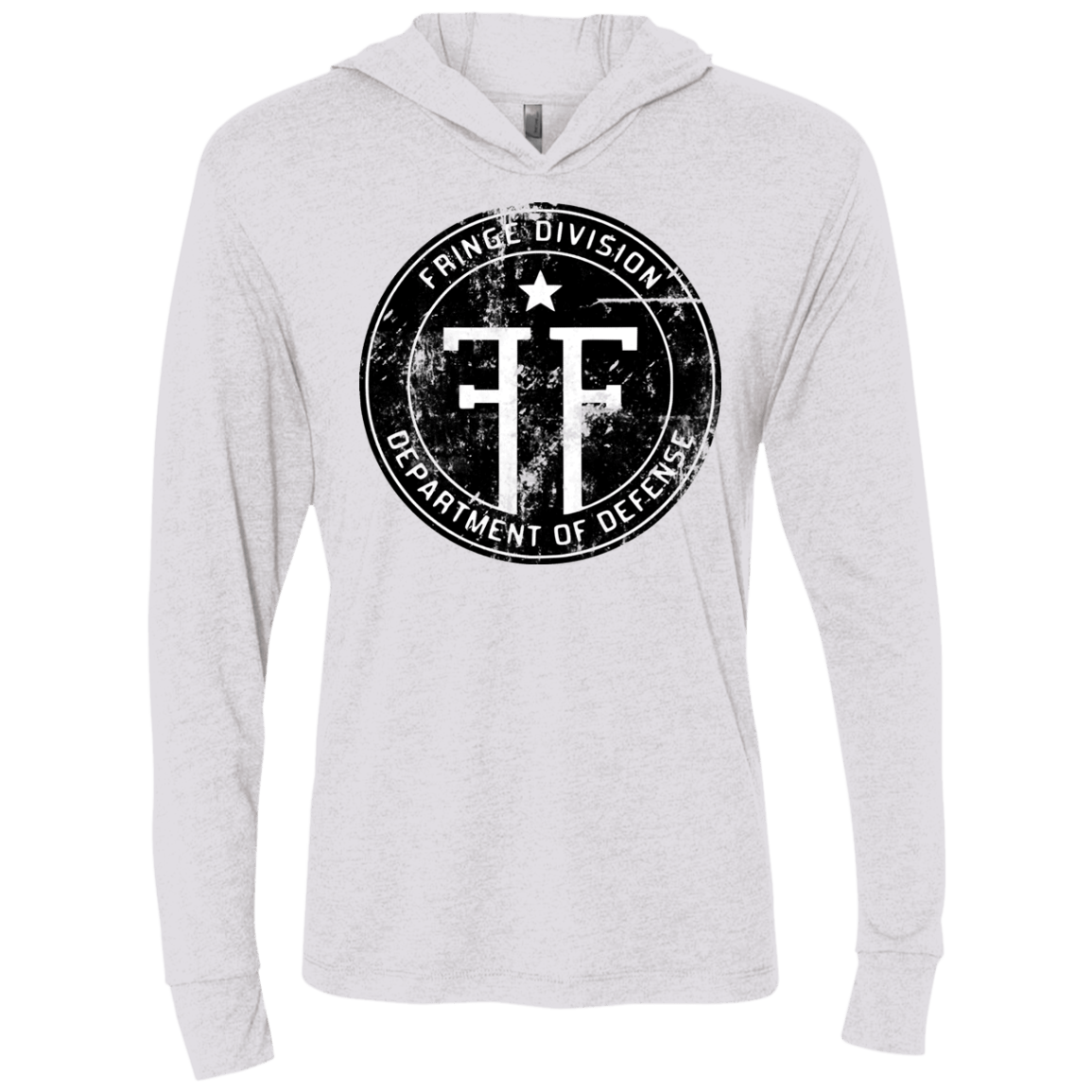 T-Shirts Heather White / X-Small Fringe Logo Vintage Triblend Long Sleeve Hoodie Tee