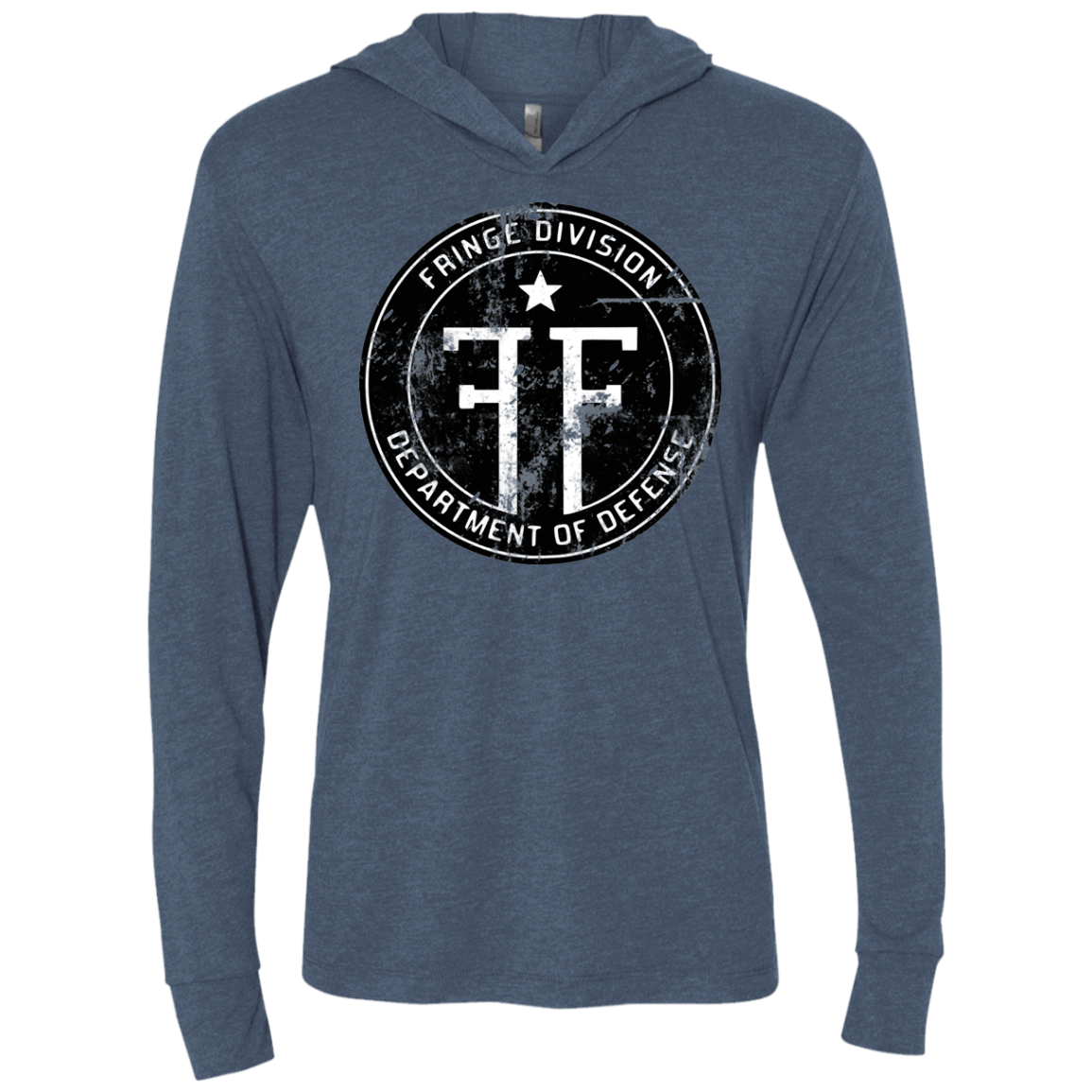 T-Shirts Indigo / X-Small Fringe Logo Vintage Triblend Long Sleeve Hoodie Tee