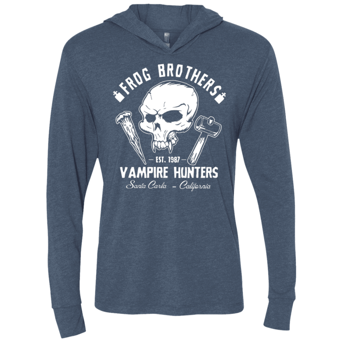 T-Shirts Indigo / X-Small Frog Brothers Vampire Hunters Triblend Long Sleeve Hoodie Tee