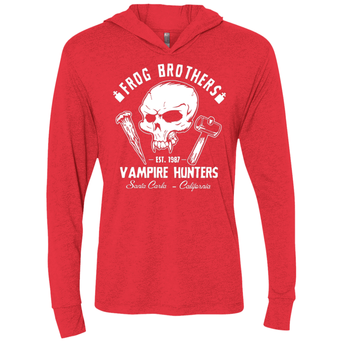 T-Shirts Vintage Red / X-Small Frog Brothers Vampire Hunters Triblend Long Sleeve Hoodie Tee
