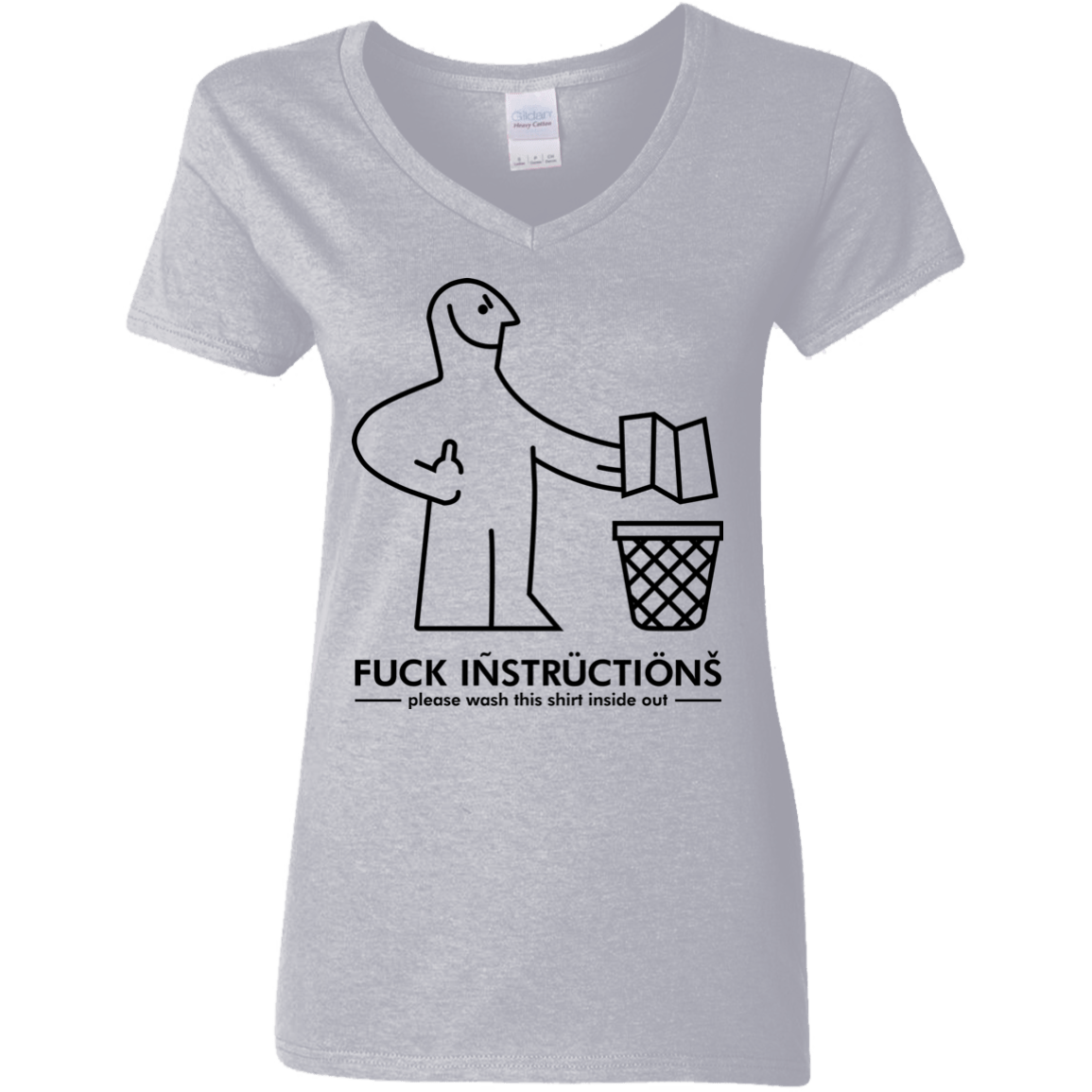 T-Shirts Sport Grey / S FuckInstructions Women's V-Neck T-Shirt