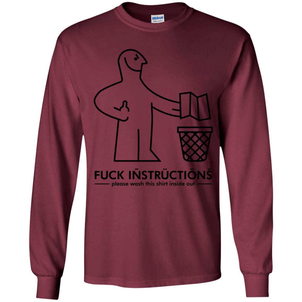 T-Shirts Maroon / YS FuckInstructions Youth Long Sleeve T-Shirt