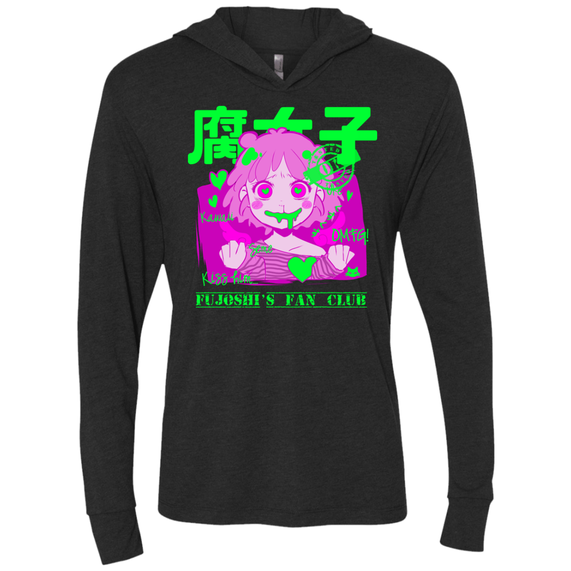 T-Shirts Vintage Black / X-Small Fujoshi Triblend Long Sleeve Hoodie Tee