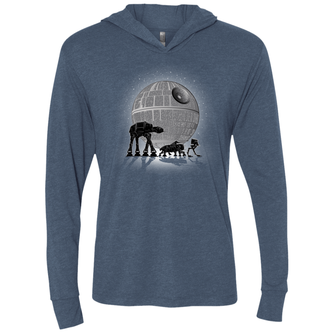 T-Shirts Indigo / X-Small Full Moon Over Empire Triblend Long Sleeve Hoodie Tee