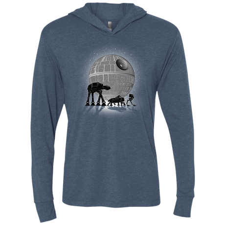 T-Shirts Indigo / X-Small Full Moon Over Empire Triblend Long Sleeve Hoodie Tee