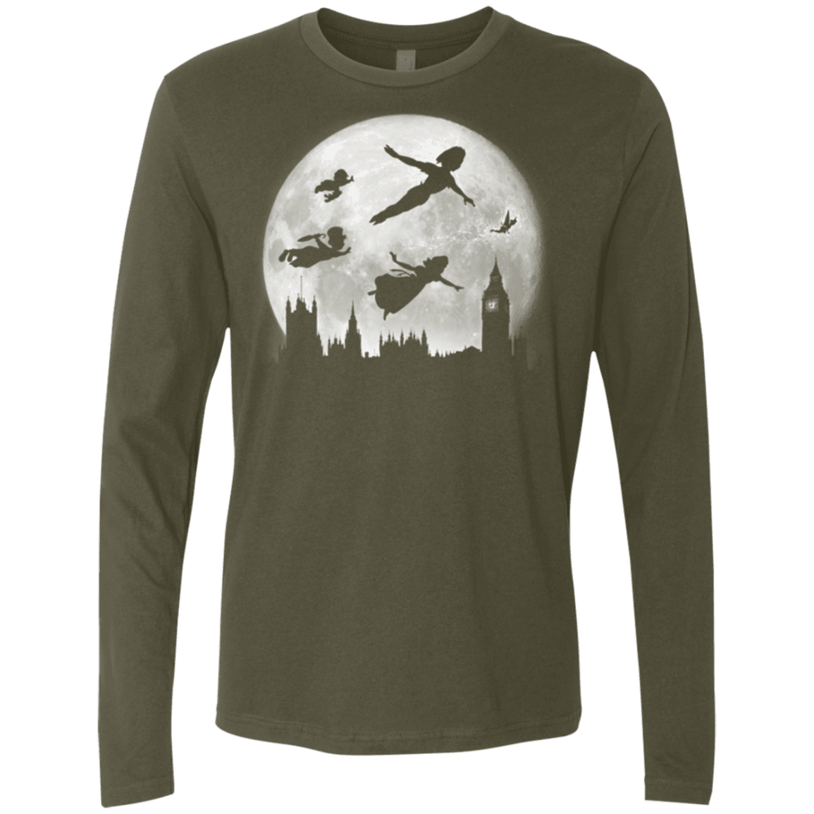T-Shirts Military Green / Small Full Moon over London Men's Premium Long Sleeve